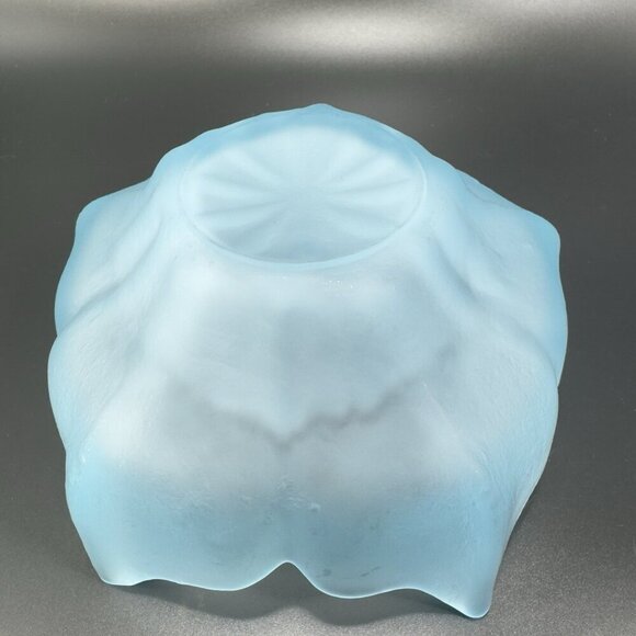 Viking Petal Lotus Spring Blossom Bowl Dish Blue Frost Satin Textured Vintage - Picture 7 of 14